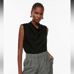 Aritzia Babaton Carter Matte Satin Cowlneck Blouse XS EUC